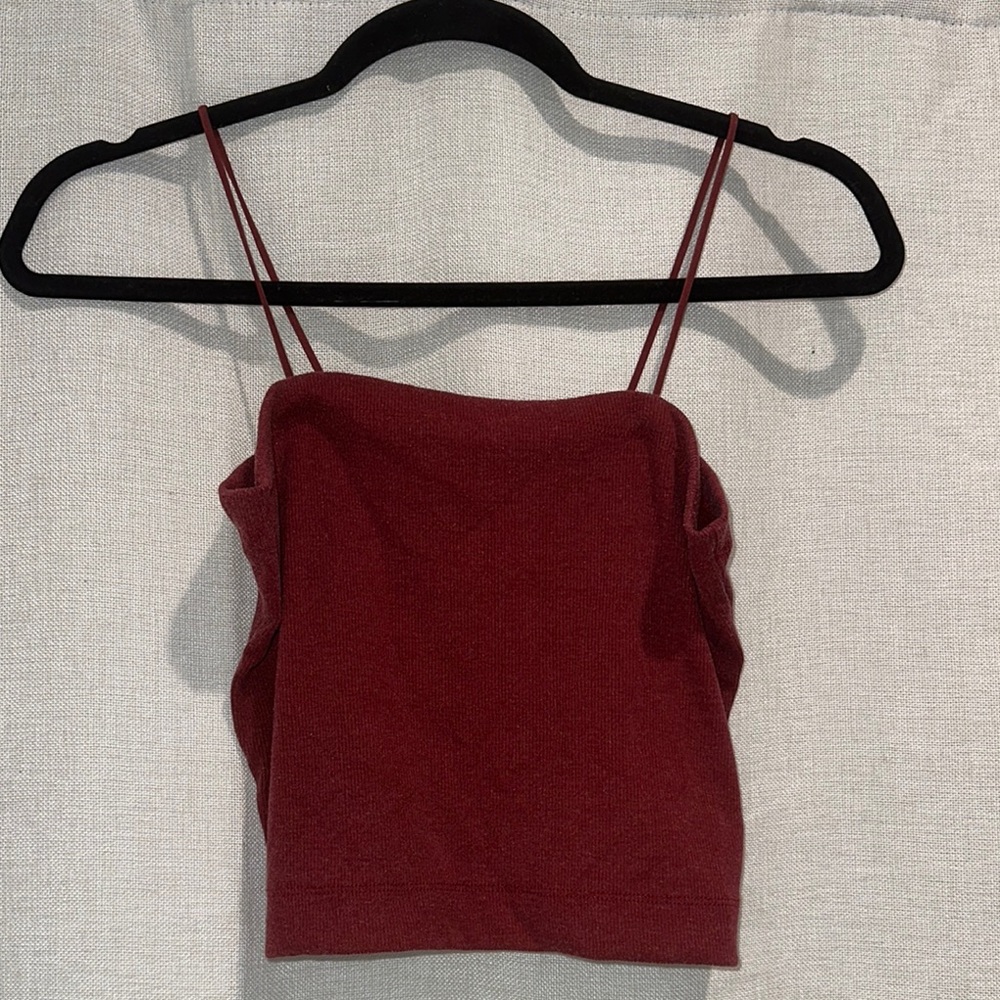 Burgundy Spaghetti Strap crop Top